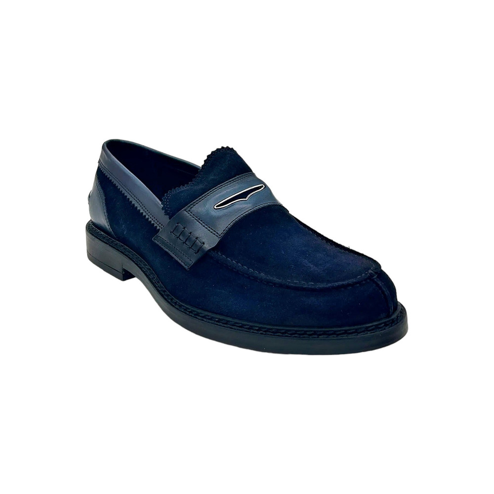 Donald Pliner Men's Carlos Antique Washed Suede Slip-On Loafer Navy - Medium